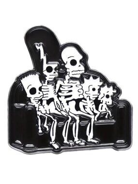 The Simpsons Pin Skeleton X Ray Enamel Tv Cartoon Black Metal Brooch Funny NEW